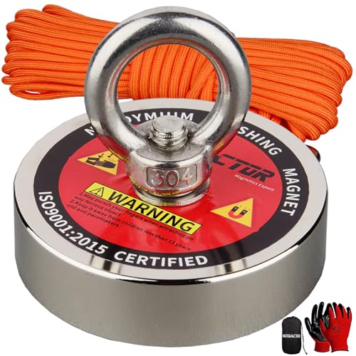 MUTUACTOR Strong Fishing Magnets,Φ2.95''Heavy Duty Magnet Fishing Kit with 20Ft Duarble Rope,Powerful 750lbs Neodymium Magnet Fishing for Treasure Hunting Retrieving Metallic Tools in Lakes Rivers