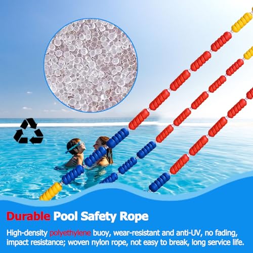 Indoor Pool Safety Divider Rope and Float Line, Beach/ Shallows Swimming Pool Lane Markers Float Rope Kit, with Buoys ? Hooks, for Commercial Competition/ Water Park(Color:Width 6cm (2.4inch),Size:9m