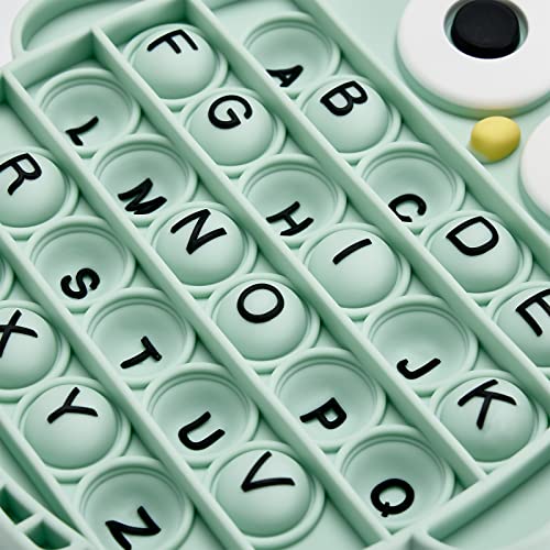 Push Pop Bubble Fidget Sensory Toy, Silicone Stress Relief Popping Toy, Abc Alphabet Owl Shaped Educational Learning Tools For Toddlers Kids Students (Black Letters-Green) #TOP2