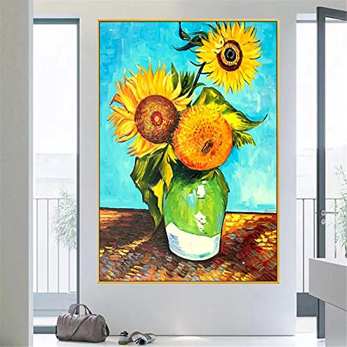 ★木板アート★ ウォールアート絵画 特殊プリント 額付き インテリア Amazon.co.jp: 有名なゴッホの抽象絵画インテリアヒマワリの花の壁