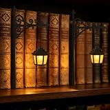 EliphonTowne 2 PCS Bookshelf Lantern Decor - Library Lantern Decorative Bookshelf Lighting, Nooklight for Bookshelf, Small Vintage Bookshelf Lamp for Reading Corner, Gifts for Book Lovers, Home Decor
