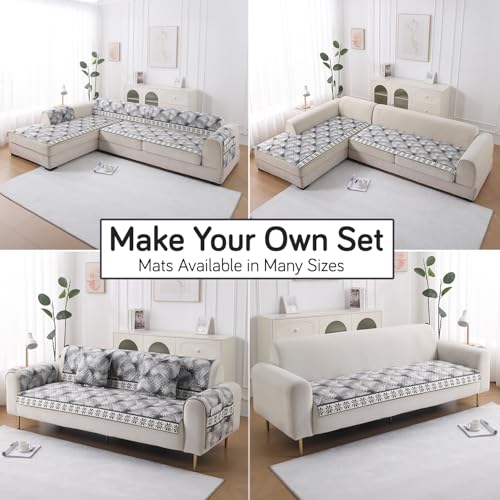 Image of HOKIPO 'LiefNest' Holland Velvet Sofa Cover Mat with Foam Filling for 1 /2 /3 Seater & L-Shape Sofa. Make Your Own Sofa Cover Set, Mat Size: 60(L) cm, Snowflakes Gradient Grey (NEW-IN-821-D9)