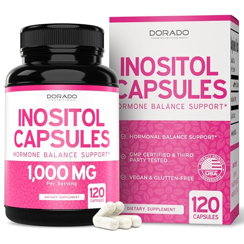 Inositol Capsules (Myo Inositol) (1000mg Per Serving 120 Capsules) Myo Inositol Supplement for Women Hormone Balance Support - Vegan Safe - Third Party Tested - Gluten Free & Made in USA (120 Count)