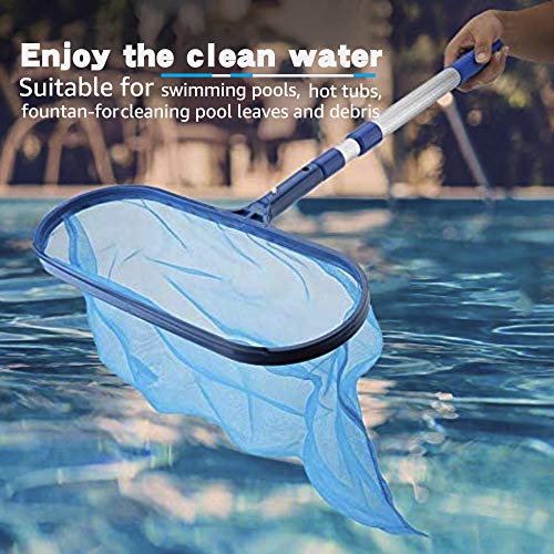 Anothera Swimming Pool Skimmer Net with Pole Deep Bag Net Heavy Duty Pool Leaf Rake with Deep Bag Leaf Catcher Cleaner with 3 Feet Adjustable Aluminum Telescopic Pole Stick Joint Upgrade