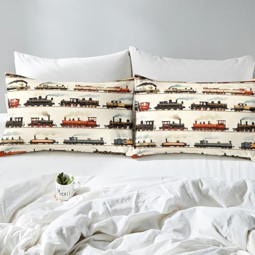 Housse de couette vintage train Homemissing, cadeau idéal pour lit simple enfant - 5