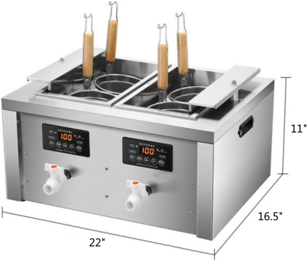 Cuocipapa Professionale con Sollevamento Automatico E Timer, Macchina per Pasta A Doppio Scolo per Spaghetti, Ramen, Maccheroni E Gnocchi - Bollitore Efficiente per Ristoranti