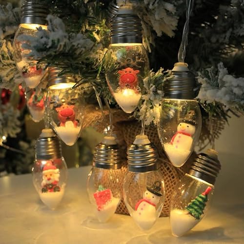 Christmas Vintage Decor String Light - LED Bulbs String Lights, 20 LED Clear Bulbs Christmas Snow Globe String Lights,Christmas Lights for Indoor Outdoor Home Patio Decoration (Mix, 9.84ft/20 Bulbs)
