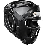 Casque Boxe 2-en-1 Réglable avec Grille Faciale Amovible Casque Art Martiaux pour Protection Complète — Idéal pour MMA, Muay Thai, Kickboxing, Sparring | Homme & Femme (Black, L)