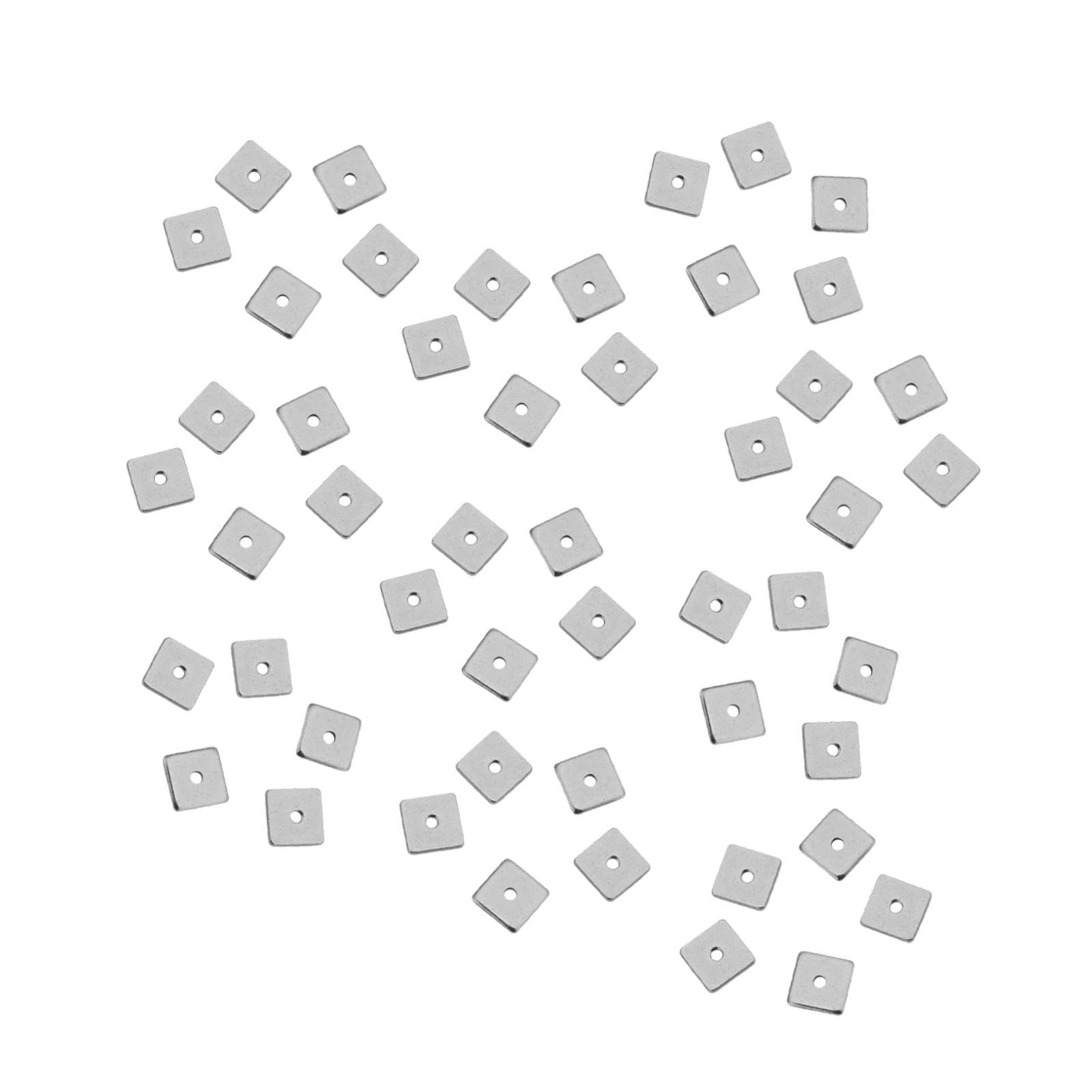 SNAPPSY 50 Pieces Square Spacer Beads Stainless Steel Loose Beads-picture-0