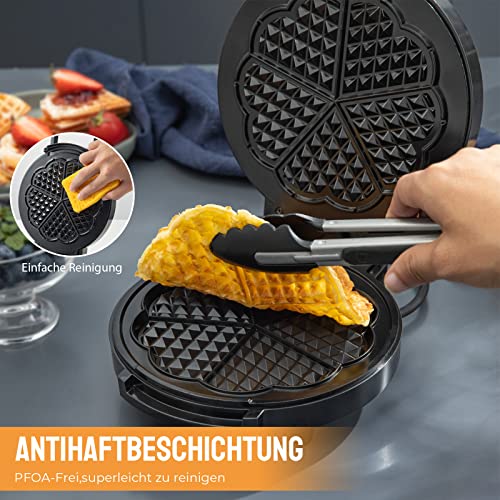 Waffeleisen Herzform 20 cm Ø kleines Mini Klassische Belgische Herz Waffel Antihaftbeschichtung Stufenlos Bräunungsgrad… – Bild 7