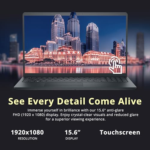 Image of Dell Inspiron 15.6 inch FHD Touchscreen Laptop, Intel Core i7 1255U, 32GB RAM, 2TB PCIe SSD, Intel Iris Xe Graphics, Copilot AI, Numeric Keypad, HD Webcam, Wi-Fi, Windows 11 Pro, Black