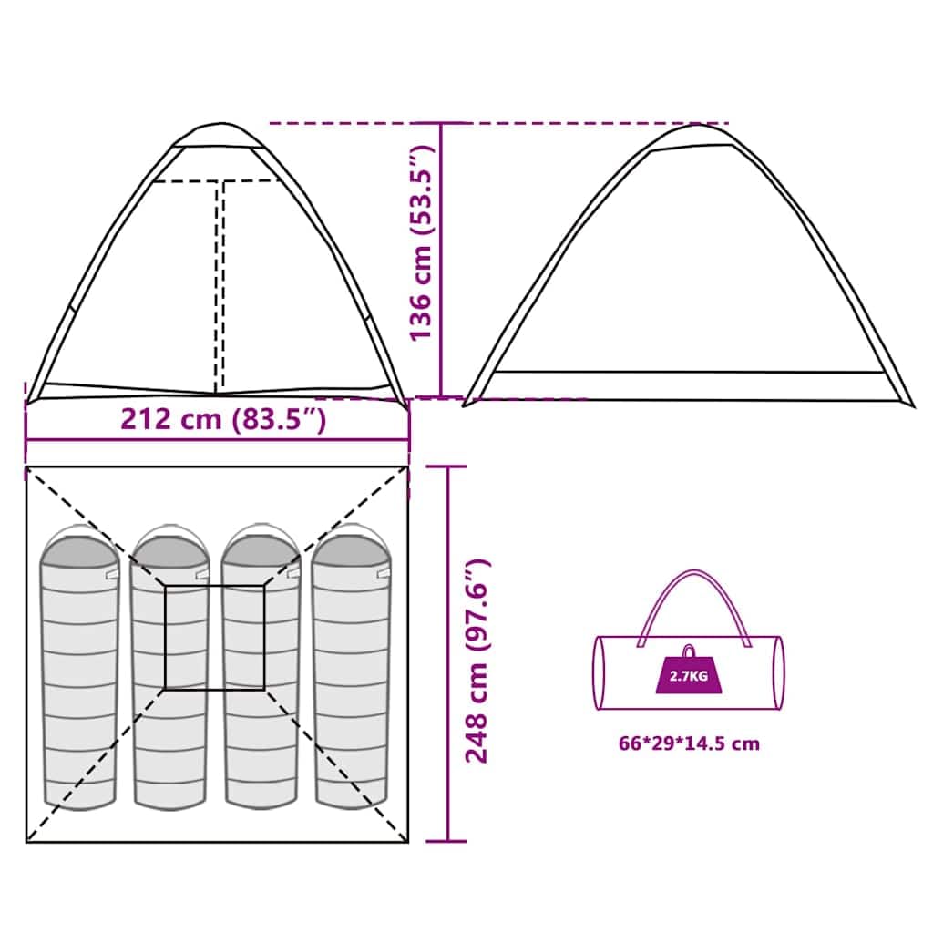 Tenda da campeggio a cupola, verde oliva, impermeabile, in poliestere, leggera, con borsa per il trasporto, per attività all'aperto, campeggio, escursionismo, festival
