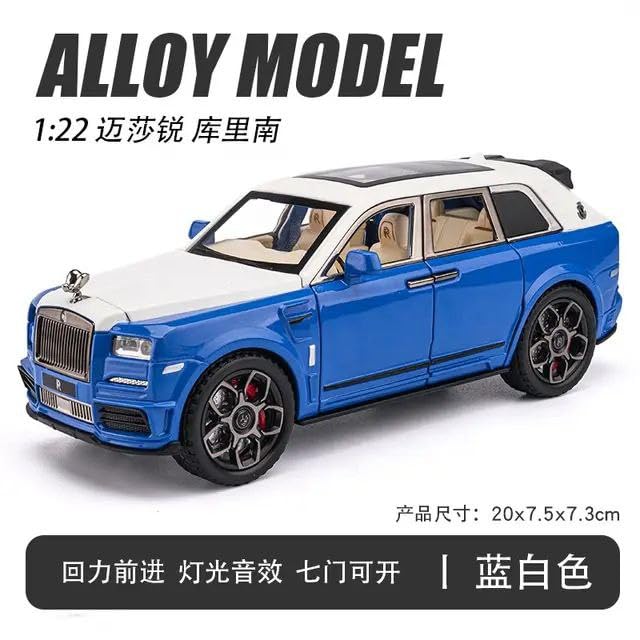 Image of Metal Pull Back Diecast Car SUV 1:22 Big Rolls Royce CULLINAN Pull Back Car Model with Sound Light Boys Gifts Toys for Kids【Pack of 1】,multicolor