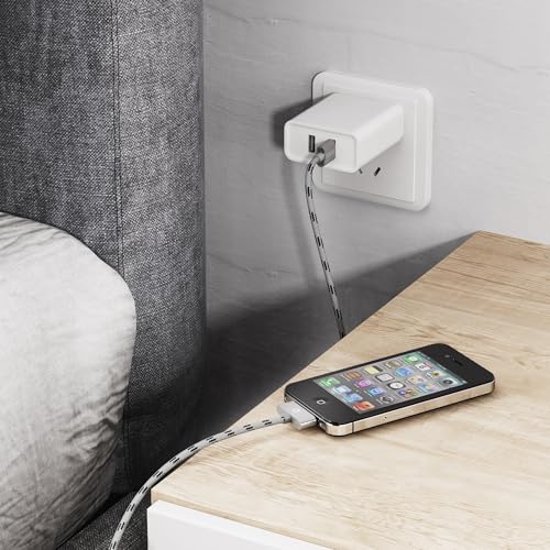 pzoz 30 Pin Cable for iPhone 4s/4/3G/3Gs, USB Charging and Charger Cable Sync Connector Data Cable for iPhone 4/ 4s, Old iPad 3/2/1 Generations,iPod Classic Touch Nano (3.3 Feet) (Gray)