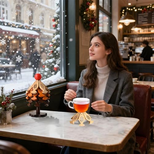 Dessous de plat pliable en bois, support pot chaud, cuisine et table de Noël - 4