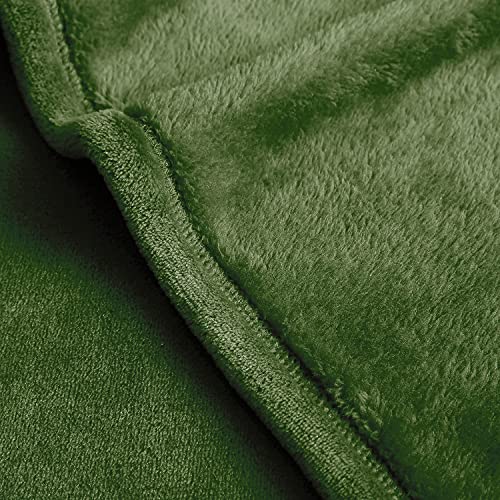 EXQ Home Fleece Blanket Green Throw Blanket for Couch or Bed - Microfiber Fuzzy Flannel Blanket for Adults or Kids