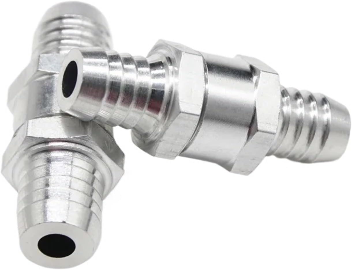 1/5Pcs One Way Check Valves 6mm 8mm 10mm 12mm 14mm 16mm Aluminium Alloy Fuel Non Check Valve One Way Fit Carburettor(6mm,5Pcs)
