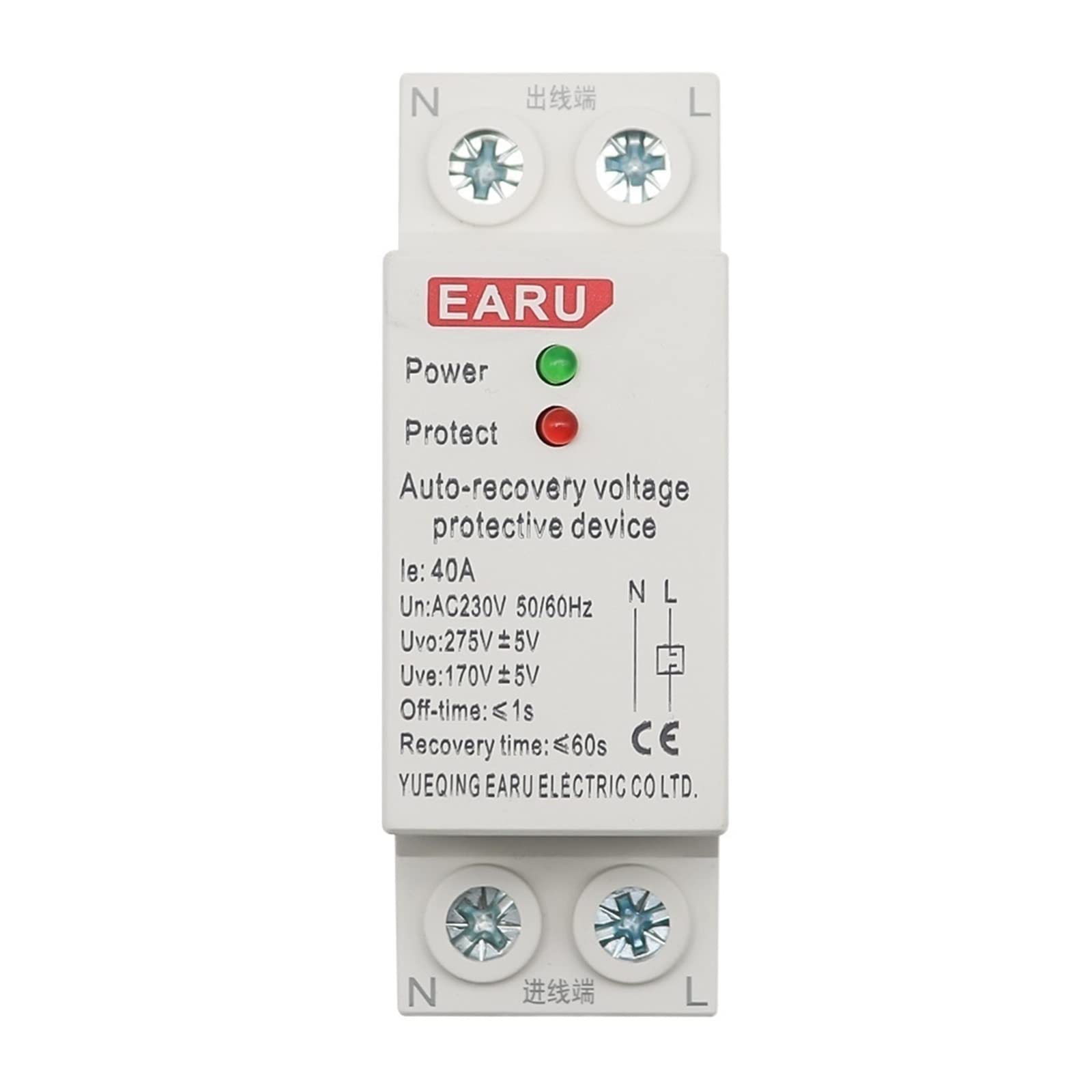 Relais de protection à récupération automatique 1P+N Rail DIN