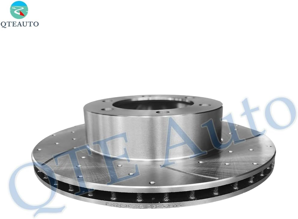 PM Auto Set of 6 Front 319mm Drilled Slotted Brake Disc Rotors-Ceramic Brake Pad Kit Compatible With 1996-2002 Toyota 4Runner