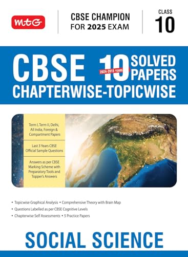Image of MTG CBSE 10 Years (2024-2015) Chapterwise Topicwise Solved Papers Class 10 Social-Science Book - CBSE Champion For 2025 Exam | CBSE Question Bank With Sample Papers | Video Solution of PYQs (Based on Pattern)