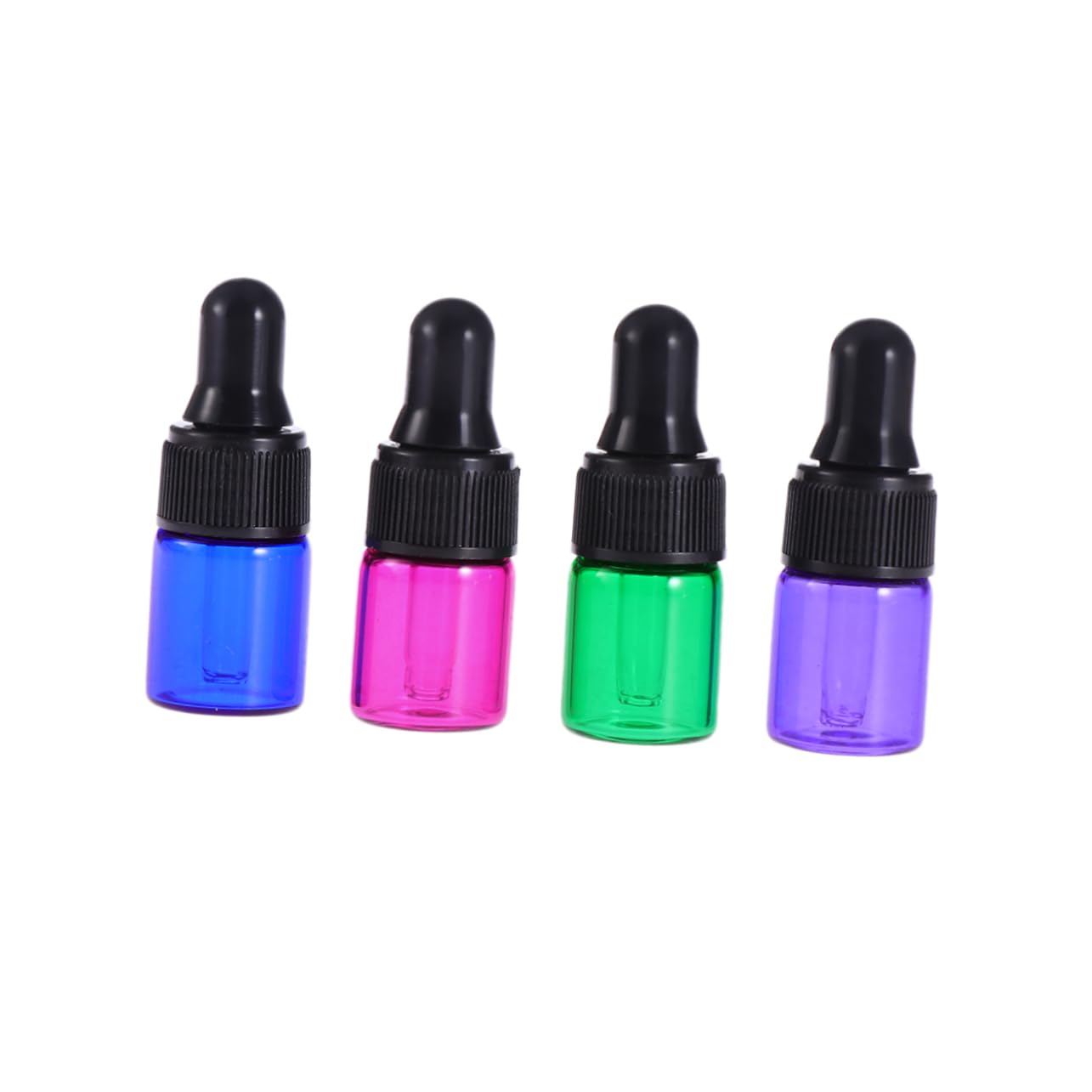 Healvian 15pcs 2ml Colored Glass Essential Oil Sample Bottles with Dropper Mini Empty Vials for Perfume Travel and Home Use