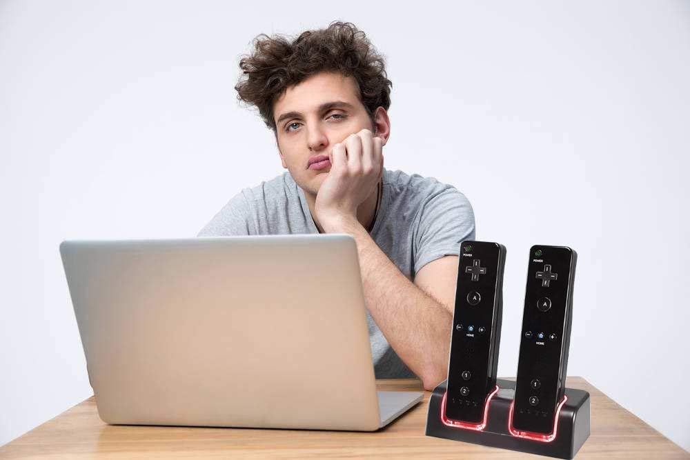 VTone 2 in 1 Controller Charging Station for Wii Remotes, Gamepad Charger with 2 Pack 2800 MAh High Capacity Rechargeable Battery Pack (Black)