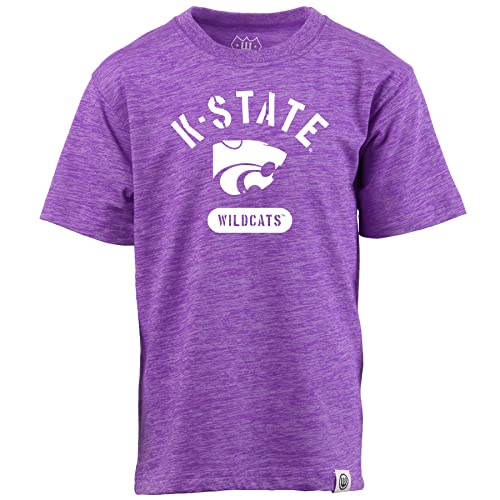 Wes and Willy NCAA Kids S/S Cloudy Yarn Tee,Kansas State Wildcats,M,Grape