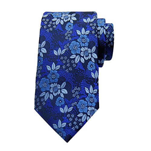Mantieqingway Floral Ties For Men 3.15'' Polyester Woven Jacquard Necktie Cravat For Daily Wedding Party Grooms (Blue) #TOP16