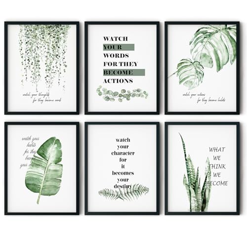 6 Pcs Watch Your Thoughts Wall Art Motivational Quotes Posters Motivational Classroom Canvas Wall Decor Inspirational Prints Office Inspirational Pictures Positive Quotes Paintings(8x10in Poster)