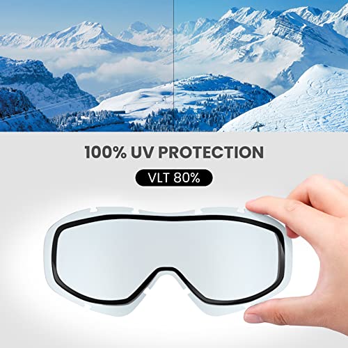Image of OutdoorMaster Ski Goggles OTG - Over Glasses Ski /Snowboard Goggles for Men, Women & Youth - 100% UV Protection (Blackframe Bluelens VLT80%)