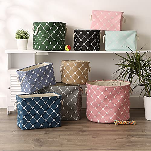 Panier de rangement en polyester résistant grand format treillis bleu délavé - 7