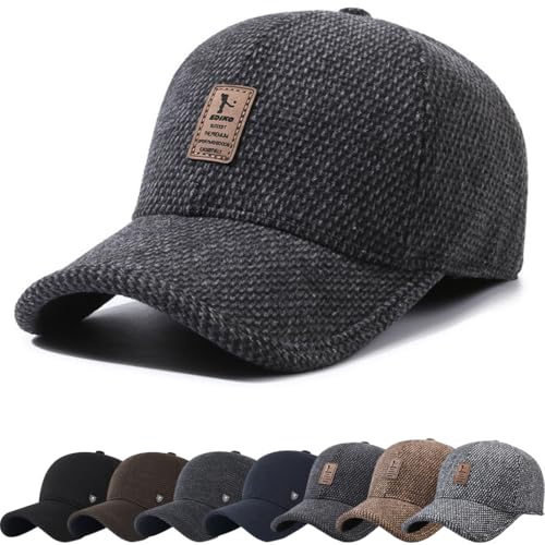 Gorra de Béisbol Invierno Hombre con Orejeras Plegables Sombrero de Invierno Hombre con Orejeras Plegables Gorras de Unisex Cálido al Aire Libre Circunferencia de la Cabeza 56 60cm