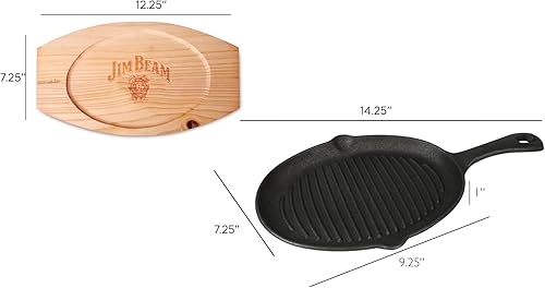 Miniatura 2 de Jim Beam JB0159, construcción resistente, sartén de hierro fundido pre-sazonado con base de madera y manopa, negro, pequeño