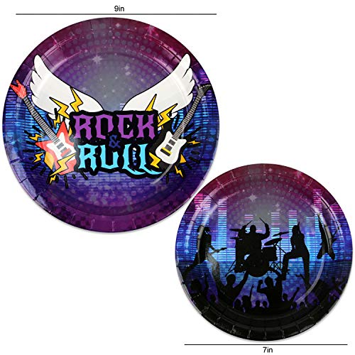 102 Piece Rockstar Party Supplies Set Including Banner, Plates, Cups, Napkins, and Tablecloth, Serves 25