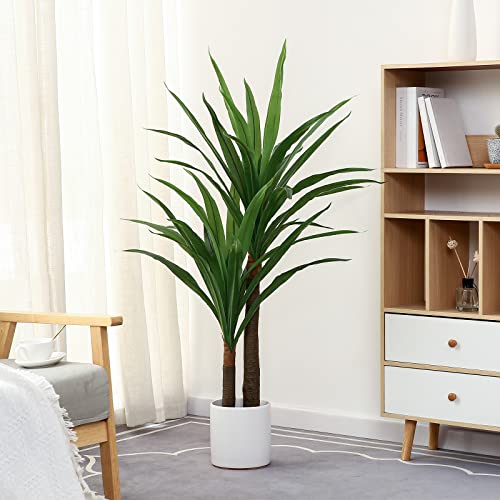 FLOWORLD Dracaena Indoor Plant 4ft Tall Faux Plants Indoor Large Fake Plants Potted Yucca Tree...
