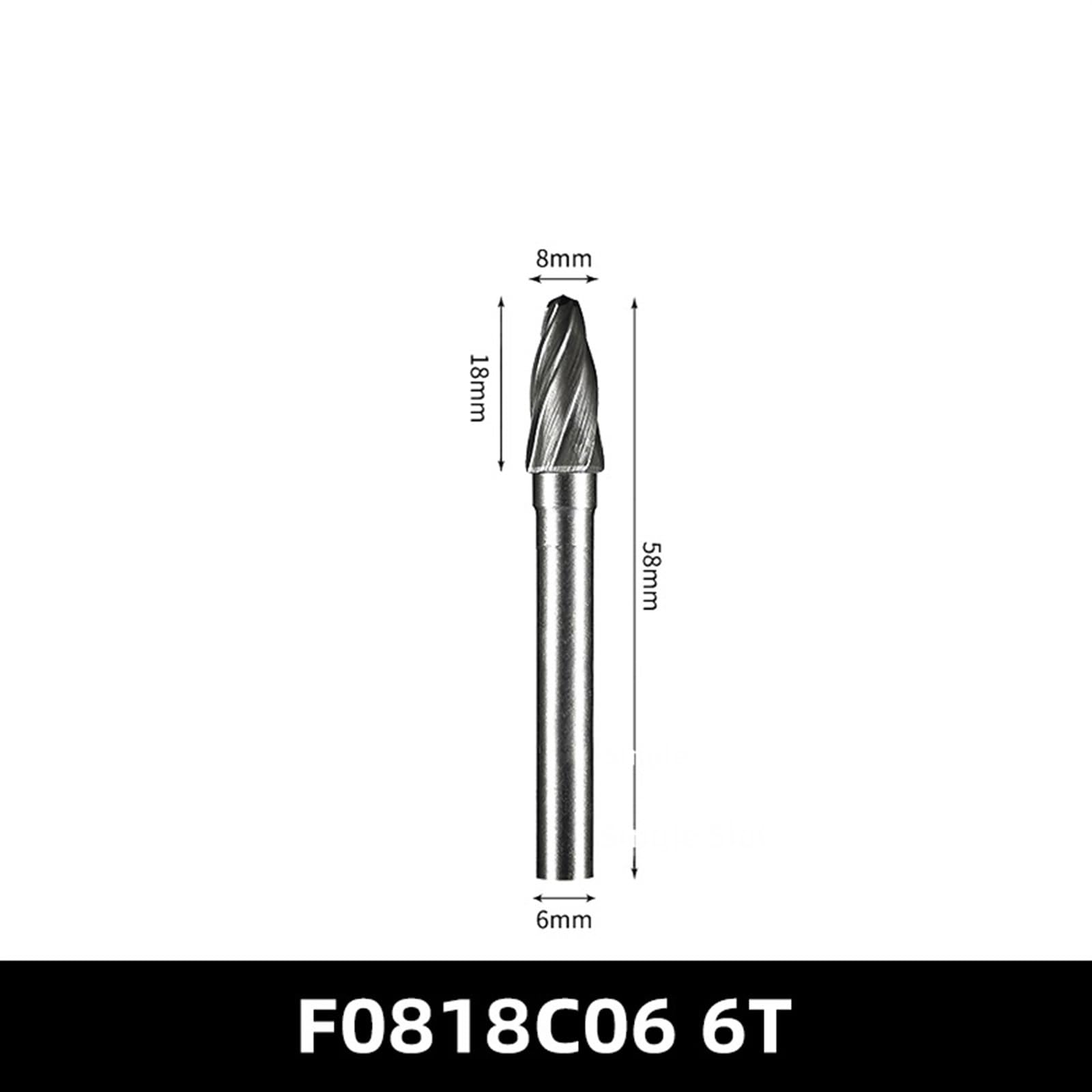 Trzpień 6 mm typu F F1020 F1225C06 pilniki obrotowe z węglika wolframu bity grawerowanie narzędzie obrotowe rdzeń limonkowy (F0818C06 6T 1 szt.)