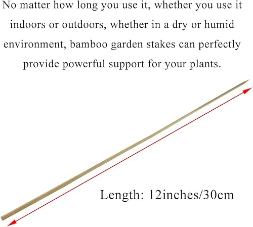 Miniatura 2 de HAHIYO Estaca de bambú carbonizado natural de 12 pulgadas, 25 piezas, estaca de jardín de madera, soporte para plantas, soporte de plantas de