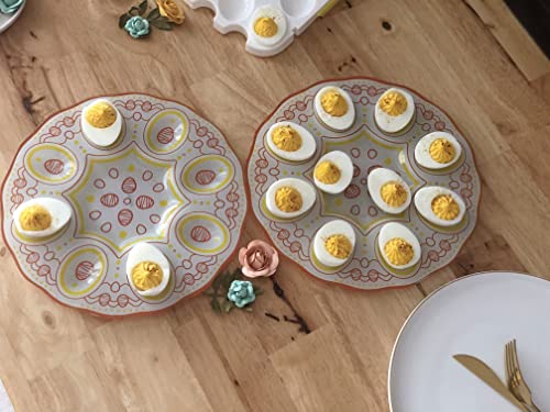 Deviled Egg Plate, Set Of 2, Designed To Hold 16 Devil Eggs, Tempered Glass Deviled Egg Tray Fit Devilled Eggs Perfectly, Devil Egg Platter Great For Parties, Gatherings Or Dinner Events #TOP6