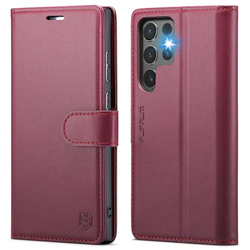 for Samsung Galaxy S24 Ultra Wallet Case with RFID Blocking Credit Card Holder, PU Leather Folio Flip Kickstand Protective Shockproof Cover Women Men for Samsung S24 Ultra Phone case (Red)