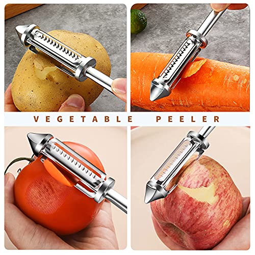 Vegetable Peeler Julienne Peeler, Potato Peelers With Potato Eye Remover, 2 Pcs Vegetable Peeler Stainless Steel, Non Slip Grip, Veggie Fruit Peeler For Making Healthy Salads, New Years #TOP1