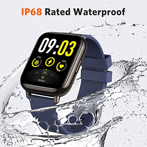 Agptek Smart Watch, 1.69"(43Mm) Smartwatch For Android And Ios Phones Ip68 Waterproof Fitness Tracker Watch Heart Rate Monitor Pedometer Sleep Monitor For Men Women Dark Blue #TOP5