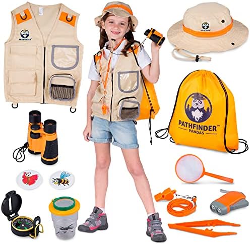 Kids Explorer Kit with Safari Vest & Hat - Kids Camping Gear, Safari Costume, Bug Catcher Kit for Kids & More - Explorer Kit for Kids & STEM Gift for 3-12 Year Old Boys Girls + Bug Ebook