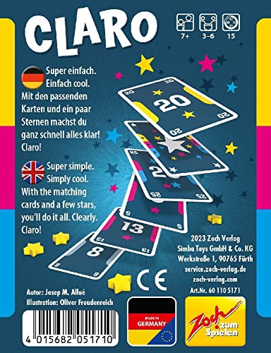 Foto von Zoch 601105171 - Kartenspiel CLARO - Spiel ab 7 Jahre, einfaches Kinderspiel für die ganze Familie, 3-6 Spieler