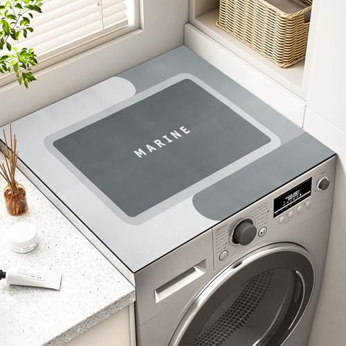 Housse Machine a Laver,60 x 60 cm Dessus de Machines à Laver,Tapis de Protection Antidérapant pour Dessus de Machine à Laver,Comptoir Lave Linge pour...