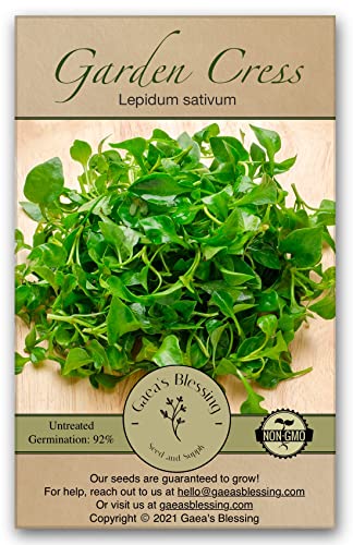 Gaea's Blessing Seeds - Curled Cress Seeds (3.0G) - Non-Gmo Seeds With Easy To Follow Planting Instructions - Heirloom Garden Cress - Pepper Cress - 93% Germination Rate #TOP26