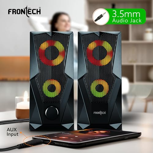 Image of FRONTECH 2.0 Channel Multimedia Speakers - 12W | USB Powered | RGB Lighting | 3.5mm AUX | 1 Year Warranty (SPK-0013)