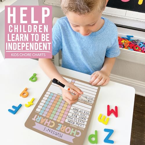 Image of Hadley Designs Magnetic Chore Chart for Kids Multiple Kids - Dry Erase Chores Chart for Adults and Teens, Responsibility Task List for Family, Fridge Task Board Tracker at Home, Kraft Chore Board