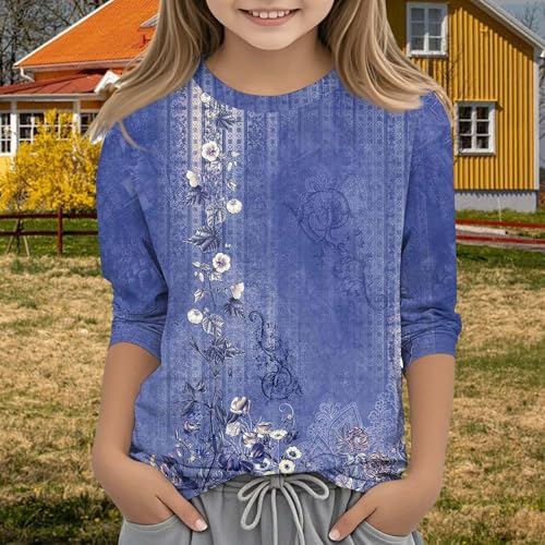 Crop Tops for Girls 7to8 Sleeve Tops Crew Neck Shirt Casual Athletic Tops Patterned Sleeve Crop Tops for Girls 7to84