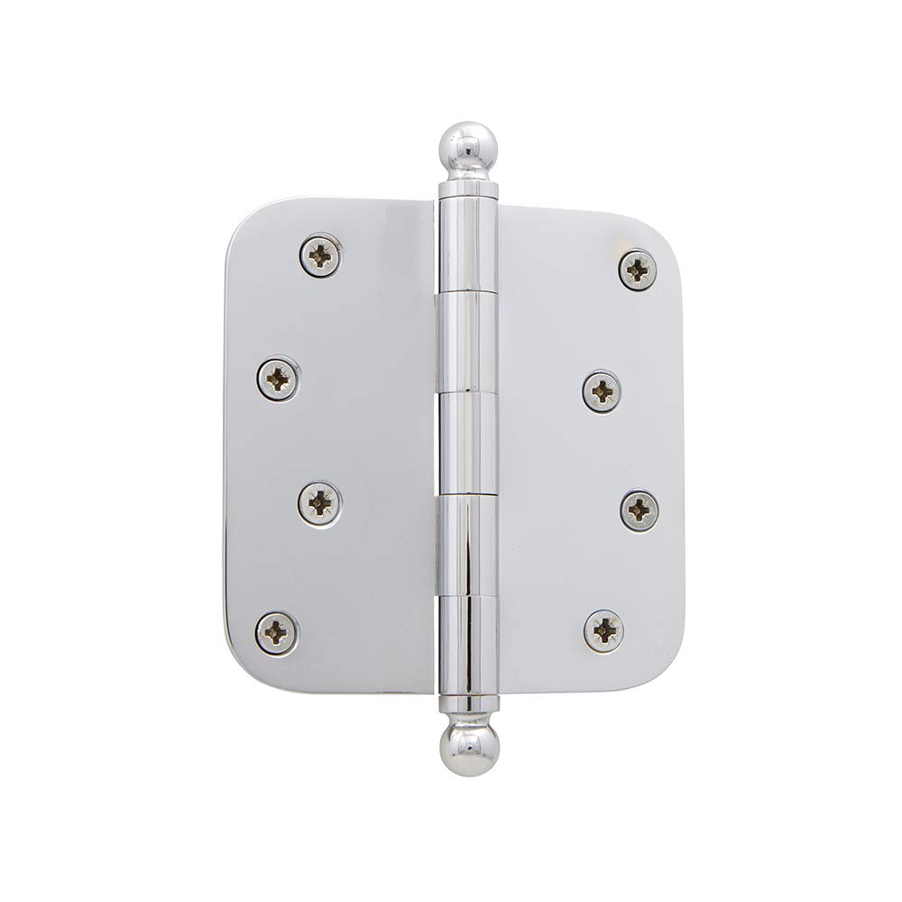 Nostalgic Warehouse 4" Ball Tip Residential Hinge with 5/8" Radius Corners in Bright Chrome