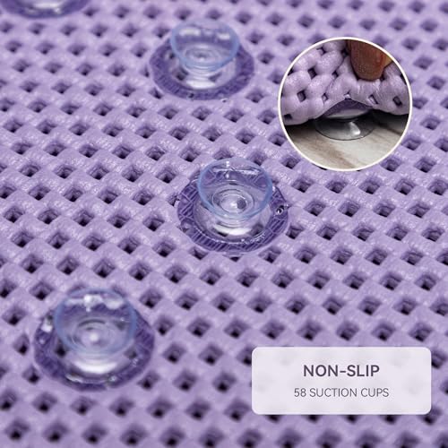 Vortiara Bathtub Mat Non Slip, Soft Foam Bath Mat for Tub, Bathtub Mat with Drain Holes, Suction Cups Shower Mat (Purple, 36''X17'') by vortiara - Image 4